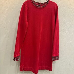 Vineyard Vines Red Kids Dress with Plaid Accents